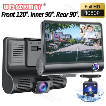 1080P Dash Cam pre Automobily 3 Kamerou na Nočné Videnie videorekordér parkovacia Kamera pre Vozidla 4 palce Automobilové DVR Black box Auto Assecories