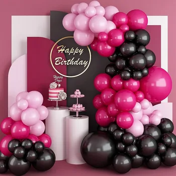 2024 Black Pink Balón Garland Arch Auta Transparentné Latexový Balón Dospelých Narodeninovej Party Dekorácie, Svadobné Baby Sprcha Nový rok