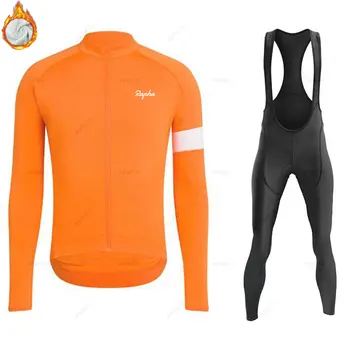 2024 Rapha Zimné Thermal Fleece Nastaviť Cyklistické Oblečenie Pánske Jersey Šport, Jazda na Bicykli MTB Oblečenie Náprsníkové Nohavice Teplé Ropa Ciclismo