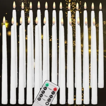 28 CM Vysoký LED Flameless Taper Sviečka s Časovač, Diaľkové Ovládanie Blikanie Elektrické Sviečky na Modliť Reštaurácia Svadobné Domova