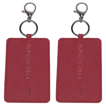 2X Kľúč Držiteľa Karty Pre Tesla Model 3, Proti Prachu Svetlo Kože S Kľúčom Pre Tesla Model 3 Príslušenstvo Červená