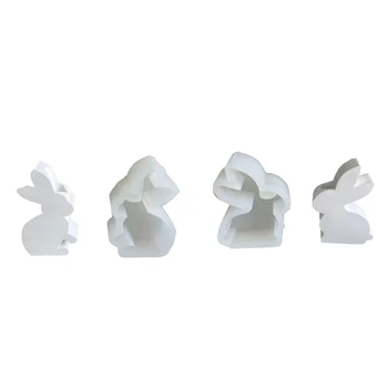 3D Rabbit Držiteľ Živice Formy Veľkonočné Králik Silikónové Formy Sviečkový Odlievacie Formy pre Domáce Stôl Dekorácie