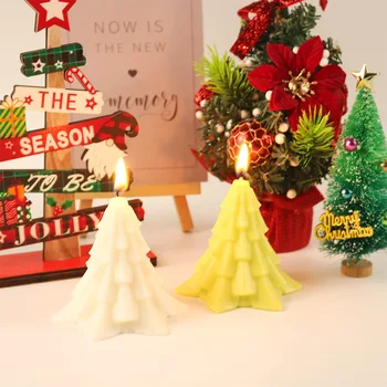 3D Vianočné Sviečky Silikónové Formy Diy Byt Zavŕšená Strom Sviečka Robiť Ručne vyrábané Mydlo Omietky, Živice Pečenie Nástroje Vianočné Dovolenku Dary