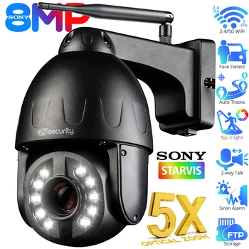 4K 8MP SONY 5X Optický Zoom, WiFi, PTZ Kamery Vonkajšie 5MP Auto Sledovania Bezpečnosti Dome IP Kamery Farebné Nočné Videnie Kovové CCTV Kameru