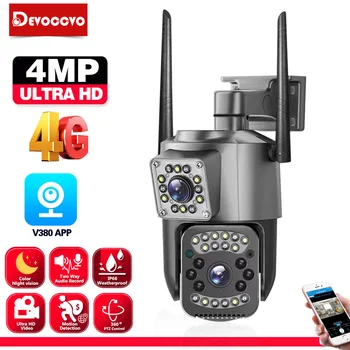 4MP V380 Duálny Objektív 4G PTZ WIFI Bezpečnostné Kamery Auto Tracking 2 Way Audio, Dual Screen Color Nočné Videnie Vonkajšie Bezpečnostné Kamery