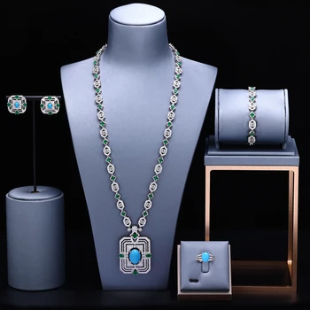 4pcs Svadobné Zirconia Plný Šperky Sady Pre Ženy Strany, Luxusný Dubaj Nigéria CZ Kryštálmi Svadobný náhrdelník sady