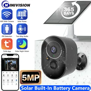 5MP WIFI Black Solárny Panel Kamery PIR Ľudských Detekcie Dohľadu Tuya CCTV Bezdrôtová Nabíjateľná Batéria Dlho Pohotovostnom režime