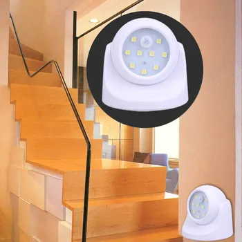 9 LED, Bezdrôtový Snímač Pohybu, Nočné Svetlo 360 Stupňov Rotácie Nočné Svetlo Nočné Svietidlo Nástenné Svetlo Lampy Batérie, Automatické Vypnutie