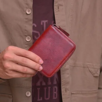 AETOO Pôvodné nika peňaženky neutrálne krátke kožené vertikálne bežné zips peňaženky Mládež osobnosti mäkké kožené Japonsko a Južná