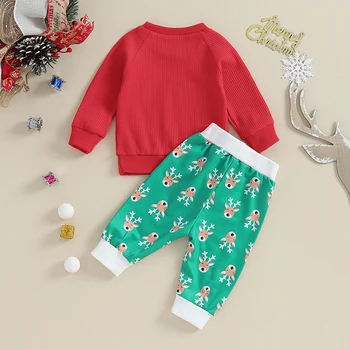 Batoľa Detská Chlapec Vianočné Oblečenie s Dlhým Rukávom Santa Výšivky Mikina Topy, Nohavice 2ks Spadajú Zimné Oblečenie Set