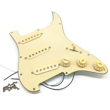 Elektrická Gitara Pickguard Snímače Naložené Prewired Poškriabaniu Dosky Montáž SSS Žltá