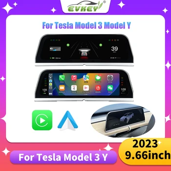 EVKEY 9.66 palcový Digitálny Panel Pre Tesla Model 3 Model Y Heads Up Display Carplay Android Auto IPS Displej Auto HUD Moc Rý