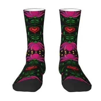 Farebné Mexickej Výšivky Posádky Ponožky Pánske Unisex Móda 3D Tlač Tradičné Mexiko Kvetinové Šaty Ponožky