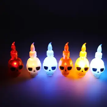Halloween Strašidelné LED Rekvizity Lebka Tvar Decoravtive Sviečky Lampy Viacúčelový Visí Halloween Artefakty Pre Domáce Záhrady Metrov