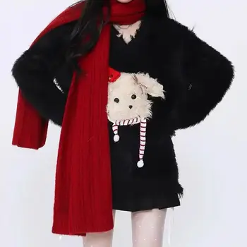 Hsa kórejský oneck list žakárové voľné pulóver sveter pre ženy 2023 jesenné a zimné nové sazy štýl dlhé rukávy mikiny