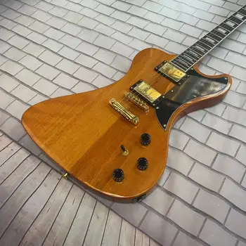 Jedinečný 6-string integrovaná elektrická gitara s prírodného dreva a farebné telo, vysoký lesk, čierne ochranné dosky, rosewood prst