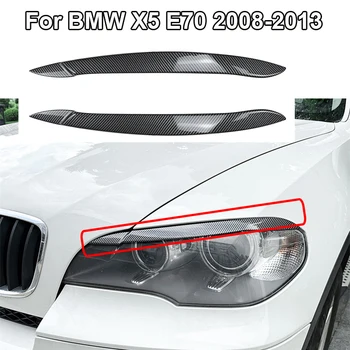 Lesklý čierny Pre BMW X5 E70 na obdobie 2008-2013 Predného Svetlometu Obočie Vedúci Svetlo Lampy Kryt Výbava Svetlomet Viečka Nálepky Obočie Pásy