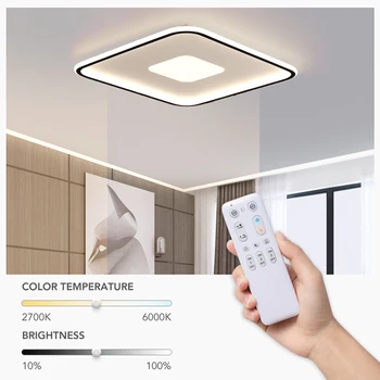 MINGBEN Námestie Kovové Smart Strop Žiarovka 40W/50W Stmievateľné LED osvetlenie s Diaľkovým ovládaním 220V Osvetlenie pre Obývacia izba, Spálňa