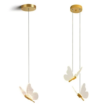 Motýľ LED Svetiel Prívesok Nordic Zlaté Posteli Luster Osvetlenie Pre Obývacia Izba, Spálňa, Nočné Lampy