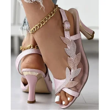 Móda Zapatos Para Mujeres Bežné Strany Slingback Típat Prst Drahokamu Svadobné Topánky Sandále Zapatos De Tacon Mujer Elegantes