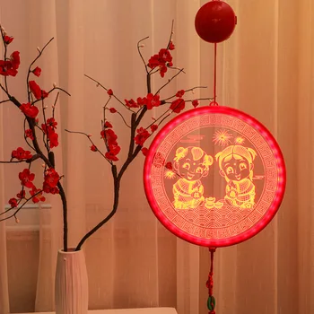 Nový Rok prísavky Lampa,LED Svetlo Tradičnej Čínskej Uzol Fu Visí Lampa Jarný Festival Okno Svetlá, Tradičné 3D LED A