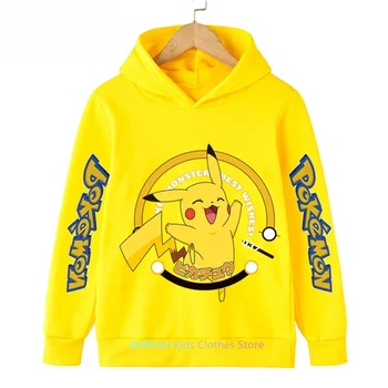 Pokemon Hoodie Deti Móda Deti Baby Chlapci Oblečenie Pikachu Mikina Deti Topy Dievčatá Oblečenie, Sveter Hot 3-14 Rokov