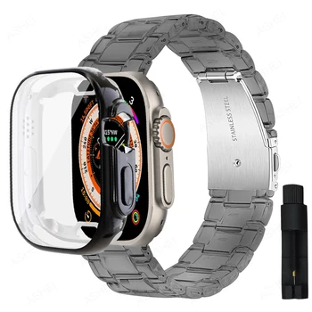 Pre apple hodinky ultra band + prípade TPU screen protector Nárazník pre iwatch 49 mm, ultra ľahká váha PC jasné, popruh, ochranné puzdro