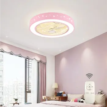Ružové Kolo Hviezdičkový Moderný LED Stropný Ventilátor Svetlo Deti, Dievčatá, Izba Deti lôžková Izba Železa Akryl Prívesok Žiarovka+Diaľkové 3 Rýchlosti 64W