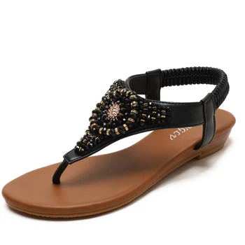 Sandál žena klinové podpätky 2021 nové letné flip-toe drahokamu víla štýl jednoduché beach resort Roman topánky