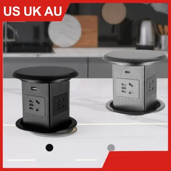 Skryté Stôl Box Zásuvky: Pop-Up Zásuvky s Universal Plug Adaptér, USB Typ-C Bezdrôtové Nabíjanie Skryté Dizajn 130 mm X 130 mm
