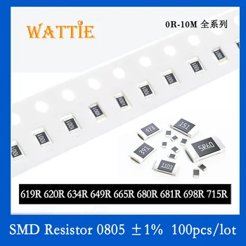 SMD Rezistora 0805 1% 619R 620R 634R 649R 665R 680R 681R 698R 715R 100KS/veľa čip odpory 1/8W 2.0 mm*1,2 mm