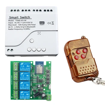 Tuya Smart Switch, Wifi, DIY Časovač+Diaľkové AC/DC 7-32V 4CH RF Smartlife Domácej Automatizácie Modul Pre Alexa Google bytové Doplnky