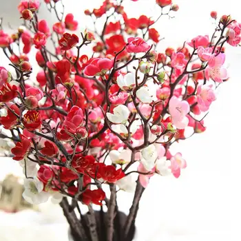 Umelé Čerešňový Kvet Pobočky Simulácia Slivkové Kvety Kvety Flores Sakura Strom Home Table Obývacia Izba Svadobné Dekorácie