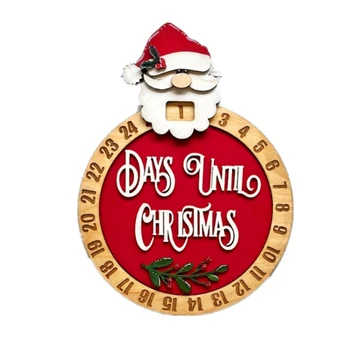 Vianočné Odpočítavanie Dekor Drevo Blok Hodiny pre Slávnostné Displej, Časovač, Kalendár Cute Santa E65B