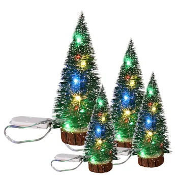 Vianočné Zelené Cedar LED Svetlá Borovica Ihly Strom Vianočné Ozdoby Ploche Ornament Darčeky Mini Ozdoby na Vianočný Stromček
