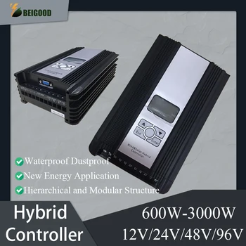 Vietor Solárne Hybridný Systém MPPT Regulátor Nabíjania 600W-3000W Solárne 12V 24V 48V 96V Regulátor Pre Veternú Turbínu Generátora