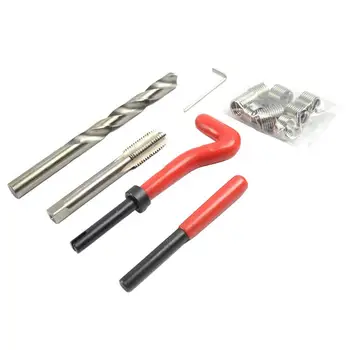 Vlákno Repair Tool Kit Auto Motor Spark Plug Valec Vloženie Rethreading Nástroje 15Pcs Obnoviť Poškodené Závity Oprava Nástrojov