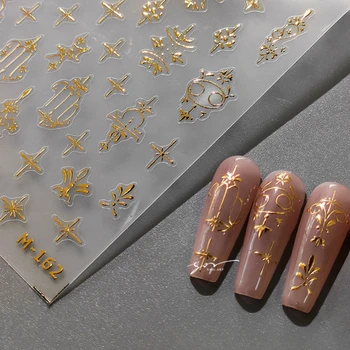 Zlaté Súhvezdí Totem Sun Moon Star Farebné Lesk Drahokamu 3D Samolepiace Nail Art Dekorácie-Nálepky na Manikúru Odtlačkový