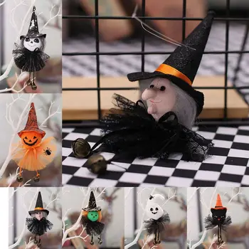 Čierna Mačka, Halloween Bábika Prívesok Realistické Zábavné Ghost Čarodejnice Tekvica Ozdoby Roztomilý S Bell Halloween Závesné Dekorácie