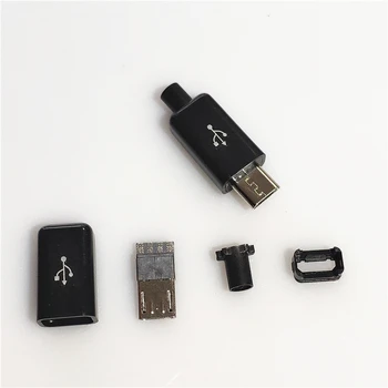 10 Sád Micro USB 4Pin 5Pin zasúvacie Konektory Konektor Čierna Biela zváranie Údaje OTG Line Interface DIY Dátový kábel Príslušenstvo
