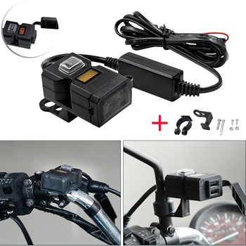 12V Motocykel Motoriek, Dual USB QC3.0 Rýchlo Nabíjačka 9V-32V Voltmeter Dvojitý Držiak