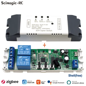 2 Smart Switch Relé Modul Zigbee USB 5V AC DC 7-32V 85-250V RF433 Prijímač Časovač Kompatibilné Alexa Tuya Ewelink