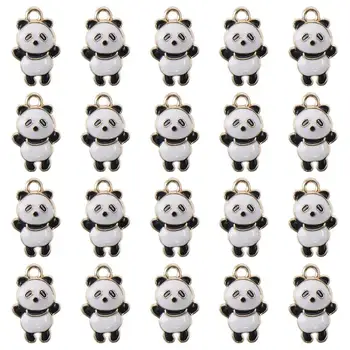 20 Ks 0.71*0.45 palcový Roztomilé Čierne a Biele Panda Charms Očarujúce Zliatiny Panda Tvar 3D Zvierat Charms DIY Charms DIY Remeslá