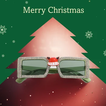 2024 Módy Nové Námestie Rám Roztomilý Elk Vianočné Slnečné Okuliare Série Kreslených Santa Claus Diamond Party Okuliare Žena