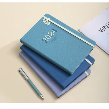 2024 Plánovač Notebook A5 Agendy Plán Anglický Vnútornej Strane Vestník S Popruh Kancelárske Školské Potreby Týždenný Mesačný Diár Plán