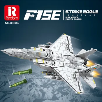 2216PCS Vojenské F-15 Strike Eagle Fighter Stavebné Bloky Cruise Air Force Bombardér Model Tehly Zbierať Nový Rok Darčeky Deti Hračky