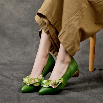 3,5 cm Návrhár Luxusných Novinka Autentické Eleganciu Originálne Kožené Topánky Bod Prst Robustný Podpätky Ženy Sandále Letné Módy Byty