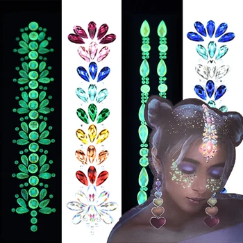 3D Crystal Čelo Headpiece Nálepky Lesk Vlasov Šperky Hudobný Festival Trendy Lesklé Tvár, Telo Gem Svetelný Dočasné Tetovanie