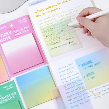 50Sheets In Gradient Farba Transparentný Papier Memo Podložky DIY Vestník Scrapbooking Dekorácie Roztomilý Poznámok kancelárske potreby