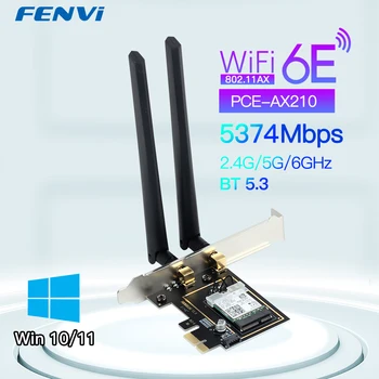 5374Mbps PCIE Bezdrôtový WiFi Adaptér WiFi 6E AX210 Tri Pásmo 2.4 G/5G/6Ghz Pre Bluetooth5.3 802.11 AX Siete Wi-Fi Karty PC Win10/11